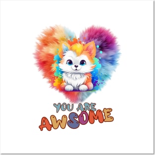 Fluffy: "You are awsome" collorful, cute, furry animals Posters and Art